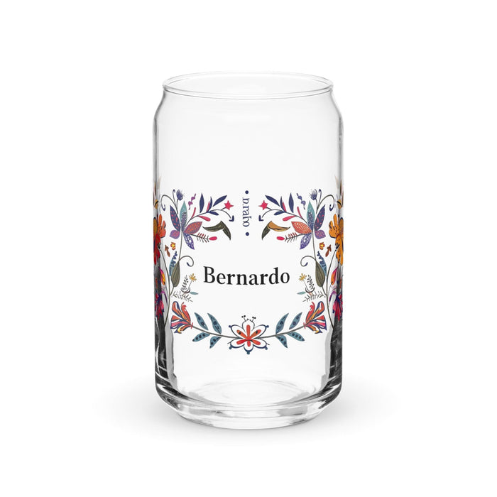 Bernardo Exclusive Name Art Piece Can-Shaped Glass Home Office Work Mexican Spanish Pride Gift Cup One-Of-A-Kind Calligraphy Glass | B12 Mexicada 16 oz