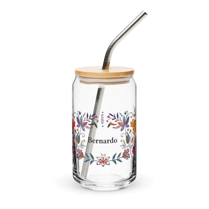 Bernardo Exclusive Name Art Piece Can-Shaped Glass Home Office Work Mexican Spanish Pride Gift Cup One-Of-A-Kind Calligraphy Glass | B12 Mexicada 16 oz With Lid & Straw