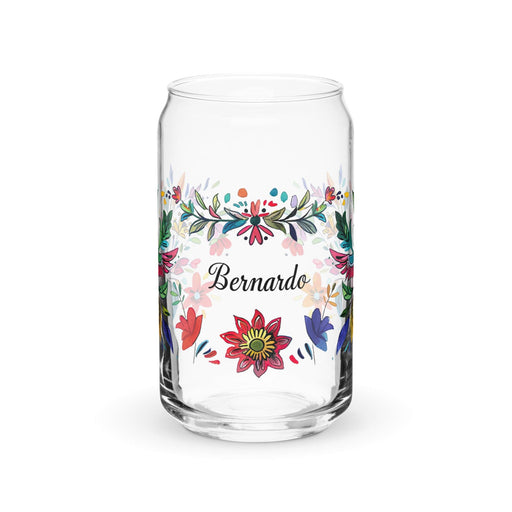 Bernardo Exclusive Name Art Piece Can-Shaped Glass Home Office Work Mexican Spanish Pride Gift Cup One-Of-A-Kind Calligraphy Glass | B14 Mexicada 16 oz (No Lid No Straw)