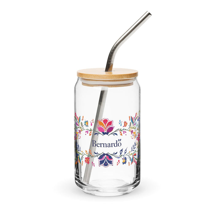 Bernardo Exclusive Name Art Piece Can-Shaped Glass Home Office Work Mexican Spanish Pride Gift Cup One-Of-A-Kind Calligraphy Glass | B17 Mexicada 16 oz With Lid & Straw