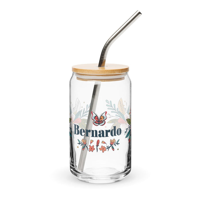 Bernardo Exclusive Name Art Piece Can-Shaped Glass Home Office Work Mexican Spanish Pride Gift Cup One-Of-A-Kind Calligraphy Glass | B18 Mexicada 16 oz With Lid & Straw