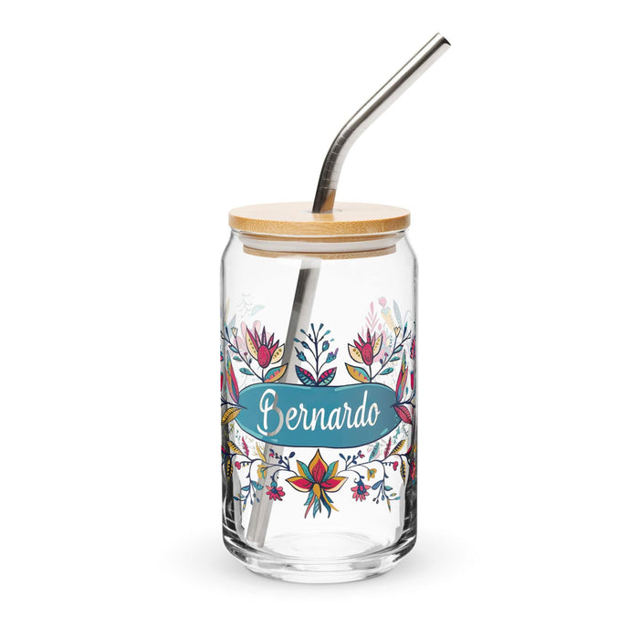 Bernardo Exclusive Name Art Piece Can-Shaped Glass Home Office Work Mexican Spanish Pride Gift Cup One-Of-A-Kind Calligraphy Glass | B19 Mexicada 16 oz With Lid & Straw