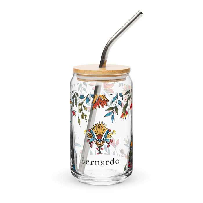 Bernardo Exclusive Name Art Piece Can-Shaped Glass Home Office Work Mexican Spanish Pride Gift Cup One-Of-A-Kind Calligraphy Glass | B3 Mexicada 16 oz With Lid & Straw