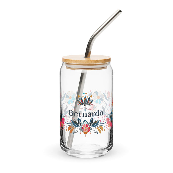 Bernardo Exclusive Name Art Piece Can-Shaped Glass Home Office Work Mexican Spanish Pride Gift Cup One-Of-A-Kind Calligraphy Glass | B5 Mexicada 16 oz With Lid & Straw