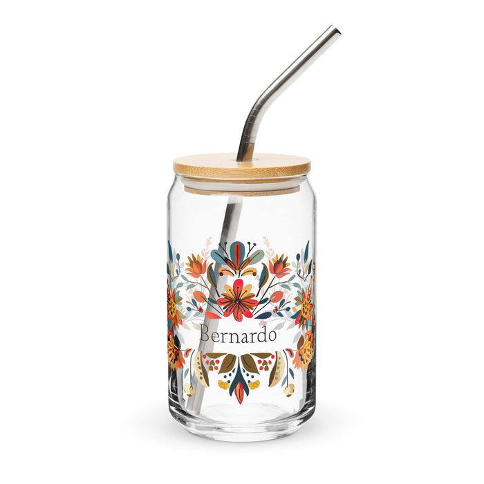 Bernardo Exclusive Name Art Piece Can-Shaped Glass Home Office Work Mexican Spanish Pride Gift Cup One-Of-A-Kind Calligraphy Glass | B6 Mexicada 16 oz With Lid & Straw