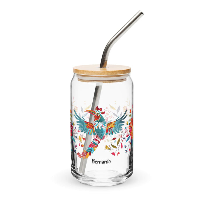 Bernardo Exclusive Name Art Piece Can-Shaped Glass Home Office Work Mexican Spanish Pride Gift Cup One-Of-A-Kind Calligraphy Glass | B7 Mexicada 16 oz With Lid & Straw