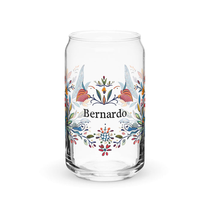 Bernardo Exclusive Name Art Piece Can-Shaped Glass Home Office Work Mexican Spanish Pride Gift Cup One-Of-A-Kind Calligraphy Glass | B9 Mexicada 16 oz (No Lid No Straw)