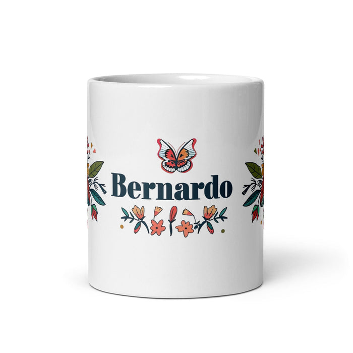 Bernardo Exclusive Name Art Piece Home Office Work Coffee Mug Mexican Spanish Pride Gift Cup One-Of-A-Kind Calligraphy White Glossy | BMug18 Mexicada