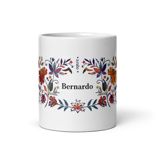 Bernardo Exclusive Name Art Piece Home Office Work Coffee Mug Mexican Spanish Pride Gift Cup One-Of-A-Kind Calligraphy White Glossy Mug | B12 Mexicada