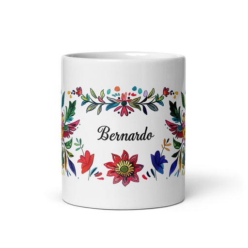 Bernardo Exclusive Name Art Piece Home Office Work Coffee Mug Mexican Spanish Pride Gift Cup One-Of-A-Kind Calligraphy White Glossy Mug | B14 Mexicada