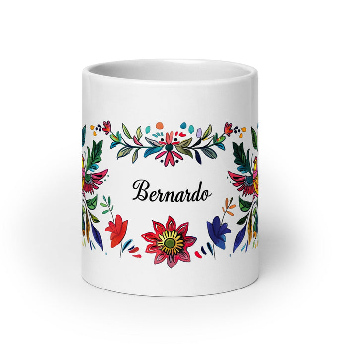 Bernardo Exclusive Name Art Piece Home Office Work Coffee Mug Mexican Spanish Pride Gift Cup One-Of-A-Kind Calligraphy White Glossy Mug | B14 Mexicada