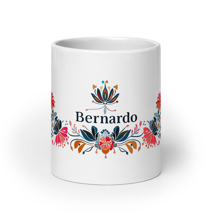 Bernardo Exclusive Name Art Piece Home Office Work Coffee Mug Mexican Spanish Pride Gift Cup One-Of-A-Kind Calligraphy White Glossy Mug | B5 Mexicada