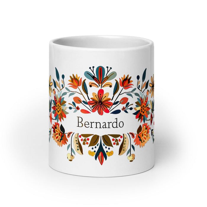 Bernardo Exclusive Name Art Piece Home Office Work Coffee Mug Mexican Spanish Pride Gift Cup One-Of-A-Kind Calligraphy White Glossy Mug | B6 Mexicada