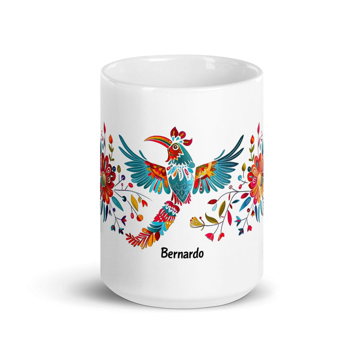 Bernardo Exclusive Name Art Piece Home Office Work Coffee Mug Mexican Spanish Pride Gift Cup One-Of-A-Kind Calligraphy White Glossy Mug | B7 Mexicada