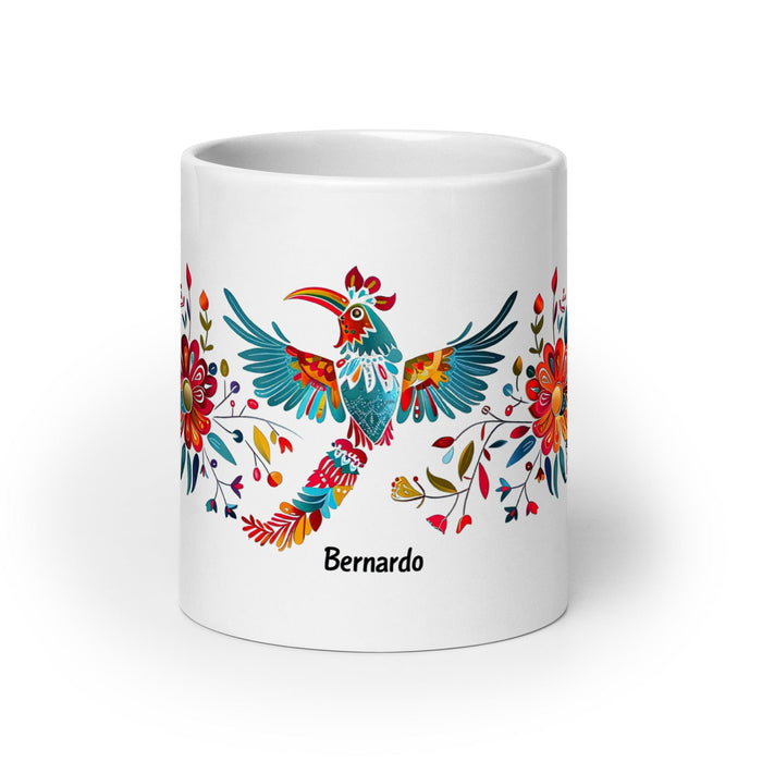 Bernardo Exclusive Name Art Piece Home Office Work Coffee Mug Mexican Spanish Pride Gift Cup One-Of-A-Kind Calligraphy White Glossy Mug | B7 Mexicada