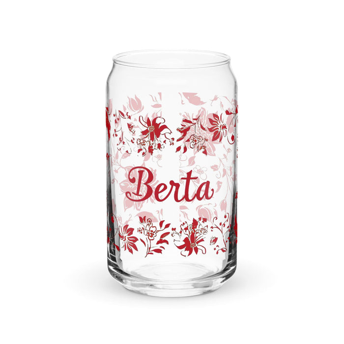 Berta Exclusive Name Art Piece Can-Shaped Glass Home Office Work Mexican Spanish Pride Gift Cup One-Of-A-Kind Calligraphy Glass | B1 Mexicada 16 oz