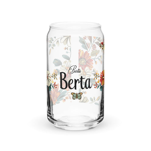 Berta Exclusive Name Art Piece Can - Shaped Glass Home Office Work Mexican Spanish Pride Gift Cup One - Of - A - Kind Calligraphy Glass | B10 - Mexicada