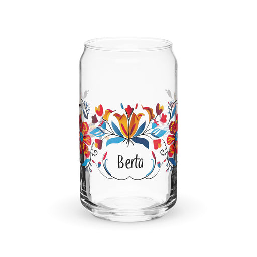 Berta Exclusive Name Art Piece Can - Shaped Glass Home Office Work Mexican Spanish Pride Gift Cup One - Of - A - Kind Calligraphy Glass | B13 - Mexicada