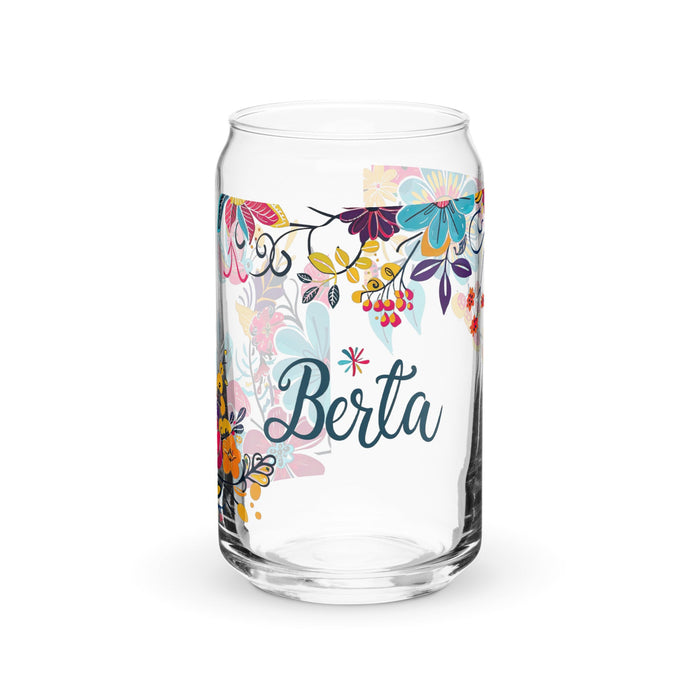 Berta Exclusive Name Art Piece Can - Shaped Glass Home Office Work Mexican Spanish Pride Gift Cup One - Of - A - Kind Calligraphy Glass | B19 - Mexicada