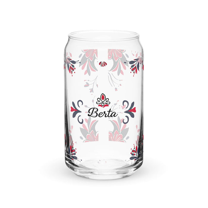 Berta Exclusive Name Art Piece Can-Shaped Glass Home Office Work Mexican Spanish Pride Gift Cup One-Of-A-Kind Calligraphy Glass | B21 Mexicada 16 oz (No Lid No Straw)