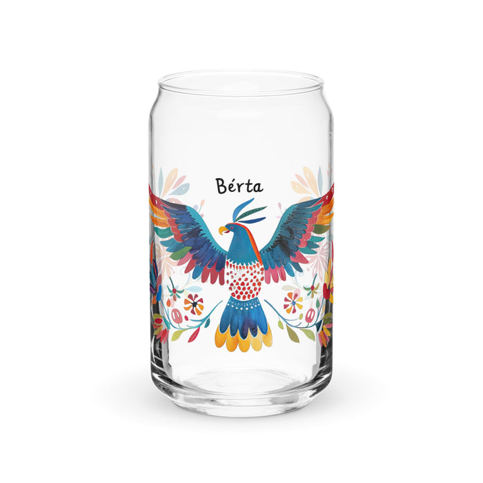 Berta Exclusive Name Art Piece Can - Shaped Glass Home Office Work Mexican Spanish Pride Gift Cup One - Of - A - Kind Calligraphy Glass | B22 - Mexicada