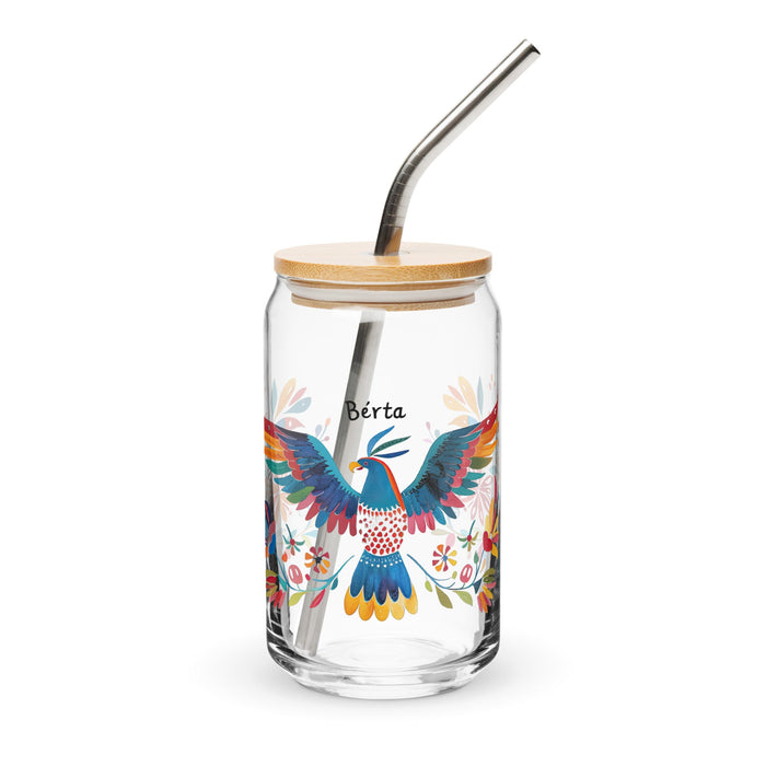 Berta Exclusive Name Art Piece Can - Shaped Glass Home Office Work Mexican Spanish Pride Gift Cup One - Of - A - Kind Calligraphy Glass | B22 - Mexicada