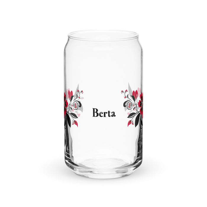 Berta Exclusive Name Art Piece Can - Shaped Glass Home Office Work Mexican Spanish Pride Gift Cup One - Of - A - Kind Calligraphy Glass | B23 - Mexicada