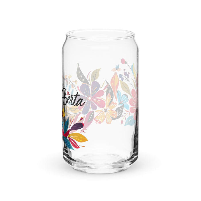 Berta Exclusive Name Art Piece Can-Shaped Glass Home Office Work Mexican Spanish Pride Gift Cup One-Of-A-Kind Calligraphy Glass | B25 Mexicada