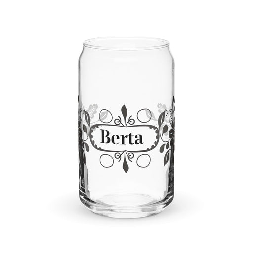 Berta Exclusive Name Art Piece Can-Shaped Glass Home Office Work Mexican Spanish Pride Gift Cup One-Of-A-Kind Calligraphy Glass | B3 Mexicada 16 oz (No Lid No Straw)