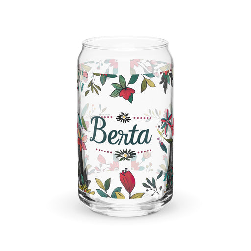 Berta Exclusive Name Art Piece Can - Shaped Glass Home Office Work Mexican Spanish Pride Gift Cup One - Of - A - Kind Calligraphy Glass | B5 - Mexicada