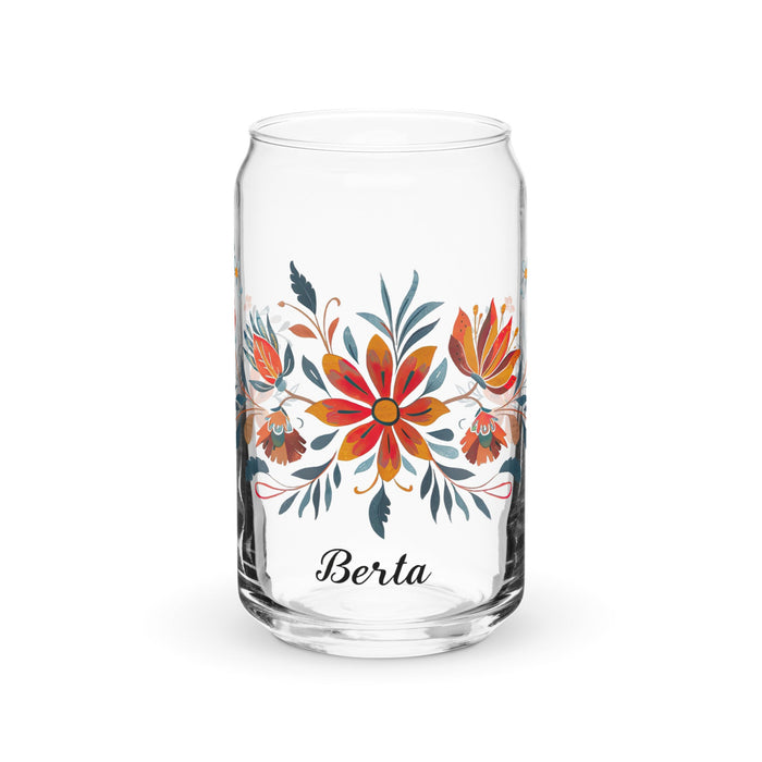 Berta Exclusive Name Art Piece Can - Shaped Glass Home Office Work Mexican Spanish Pride Gift Cup One - Of - A - Kind Calligraphy Glass | B6 - Mexicada