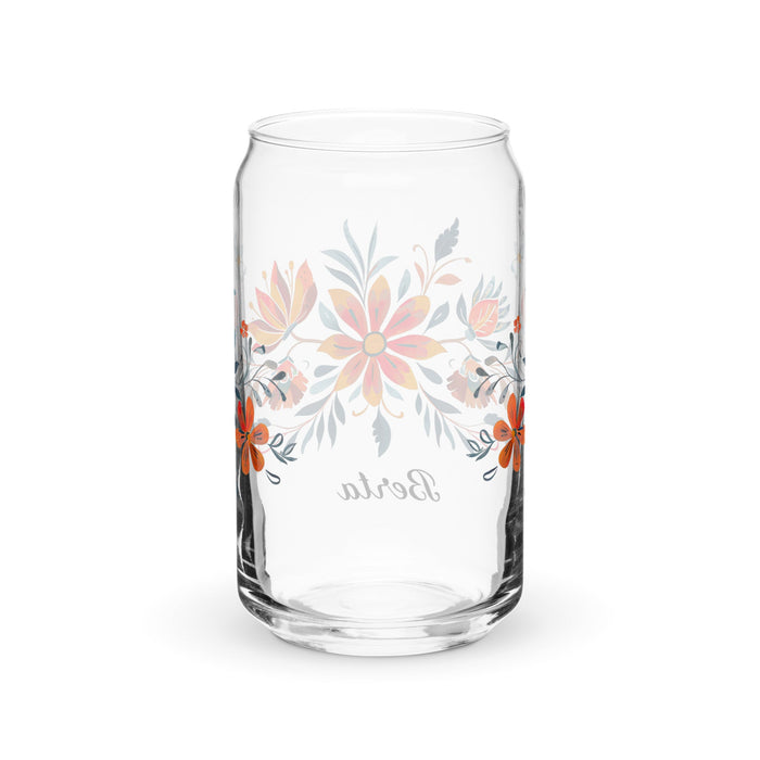 Berta Exclusive Name Art Piece Can - Shaped Glass Home Office Work Mexican Spanish Pride Gift Cup One - Of - A - Kind Calligraphy Glass | B6 - Mexicada