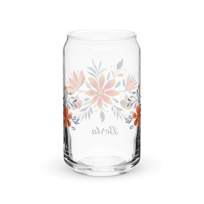 Berta Exclusive Name Art Piece Can-Shaped Glass Home Office Work Mexican Spanish Pride Gift Cup One-Of-A-Kind Calligraphy Glass | B6 Mexicada