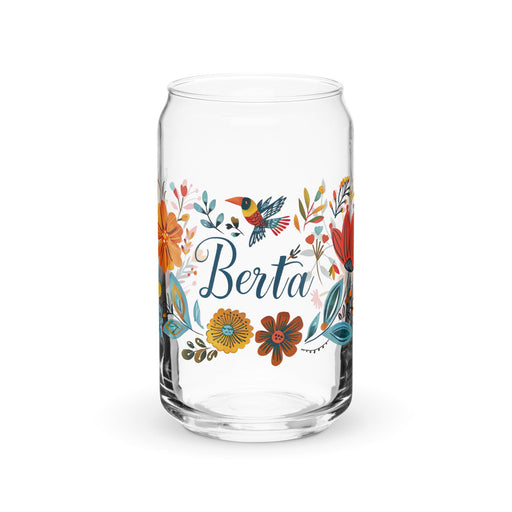 Berta Exclusive Name Art Piece Can - Shaped Glass Home Office Work Mexican Spanish Pride Gift Cup One - Of - A - Kind Calligraphy Glass | B7 - Mexicada