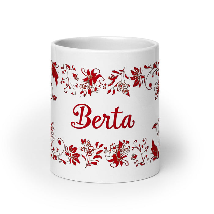 Berta Exclusive Name Art Piece Home Office Work Coffee Mug Mexican Spanish Pride Gift Cup One-Of-A-Kind Calligraphy White Glossy Mug | B1 Mexicada