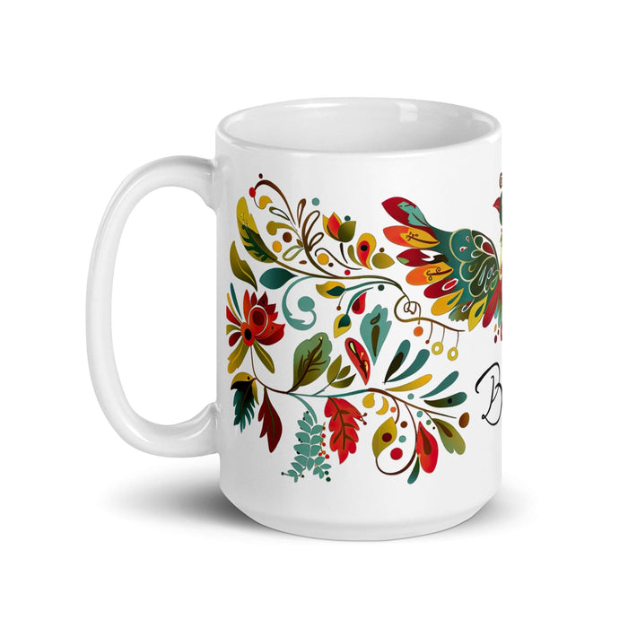 Berta Exclusive Name Art Piece Home Office Work Coffee Mug Mexican Spanish Pride Gift Cup One-Of-A-Kind Calligraphy White Glossy Mug | B14 Mexicada