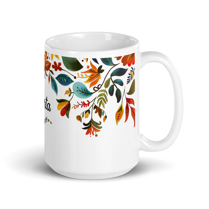 Berta Exclusive Name Art Piece Home Office Work Coffee Mug Mexican Spanish Pride Gift Cup One-Of-A-Kind Calligraphy White Glossy Mug | B15 Mexicada 15 oz