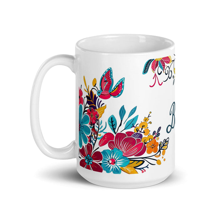 Berta Exclusive Name Art Piece Home Office Work Coffee Mug Mexican Spanish Pride Gift Cup One-Of-A-Kind Calligraphy White Glossy Mug | B19 Mexicada