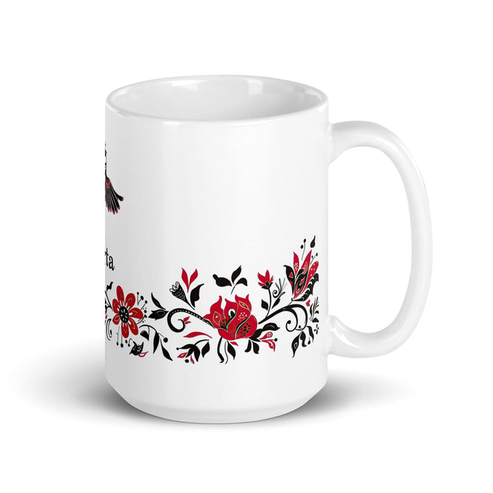 Berta Exclusive Name Art Piece Home Office Work Coffee Mug Mexican Spanish Pride Gift Cup One-Of-A-Kind Calligraphy White Glossy Mug | B24 Mexicada 15 oz