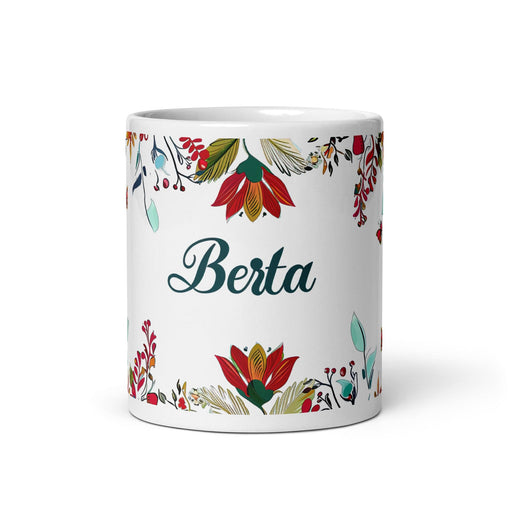 Berta Exclusive Name Art Piece Home Office Work Coffee Mug Mexican Spanish Pride Gift Cup One-Of-A-Kind Calligraphy White Glossy Mug | B26 Mexicada