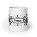 Berta Exclusive Name Art Piece Home Office Work Coffee Mug Mexican Spanish Pride Gift Cup One-Of-A-Kind Calligraphy White Glossy Mug | B3 Mexicada