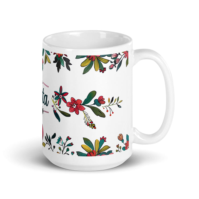 Berta Exclusive Name Art Piece Home Office Work Coffee Mug Mexican Spanish Pride Gift Cup One-Of-A-Kind Calligraphy White Glossy Mug | B5 Mexicada 15 oz