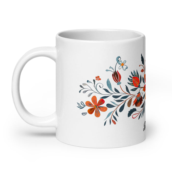 Berta Exclusive Name Art Piece Home Office Work Coffee Mug Mexican Spanish Pride Gift Cup One-Of-A-Kind Calligraphy White Glossy Mug | B6 Mexicada