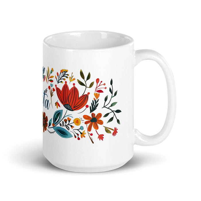 Berta Exclusive Name Art Piece Home Office Work Coffee Mug Mexican Spanish Pride Gift Cup One-Of-A-Kind Calligraphy White Glossy Mug | B7 Mexicada 15 oz