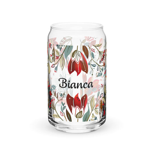 Bianca Exclusive Name Art Piece Can-Shaped Glass Home Office Work Mexican Spanish Pride Gift Cup One-Of-A-Kind Calligraphy Glass | B15 Mexicada 16 oz