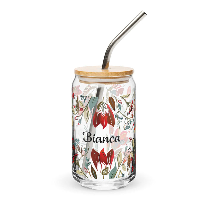 Bianca Exclusive Name Art Piece Can-Shaped Glass Home Office Work Mexican Spanish Pride Gift Cup One-Of-A-Kind Calligraphy Glass | B15 Mexicada 16 oz With Lid & Straw