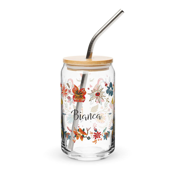 Bianca Exclusive Name Art Piece Can-Shaped Glass Home Office Work Mexican Spanish Pride Gift Cup One-Of-A-Kind Calligraphy Glass | B16 Mexicada 16 oz With Lid & Straw