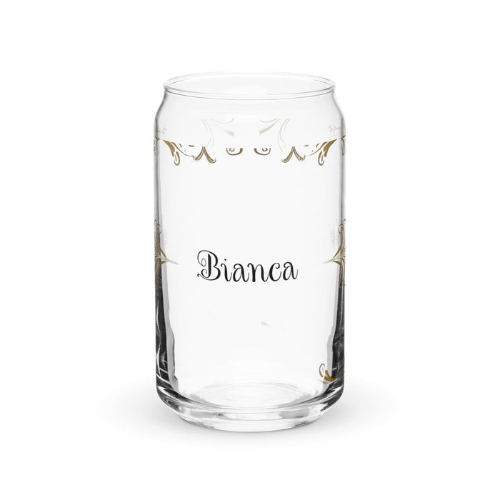 Bianca Exclusive Name Art Piece Can-Shaped Glass Home Office Work Mexican Spanish Pride Gift Cup One-Of-A-Kind Calligraphy Glass | B17 Mexicada 16 oz (No Lid No Straw)