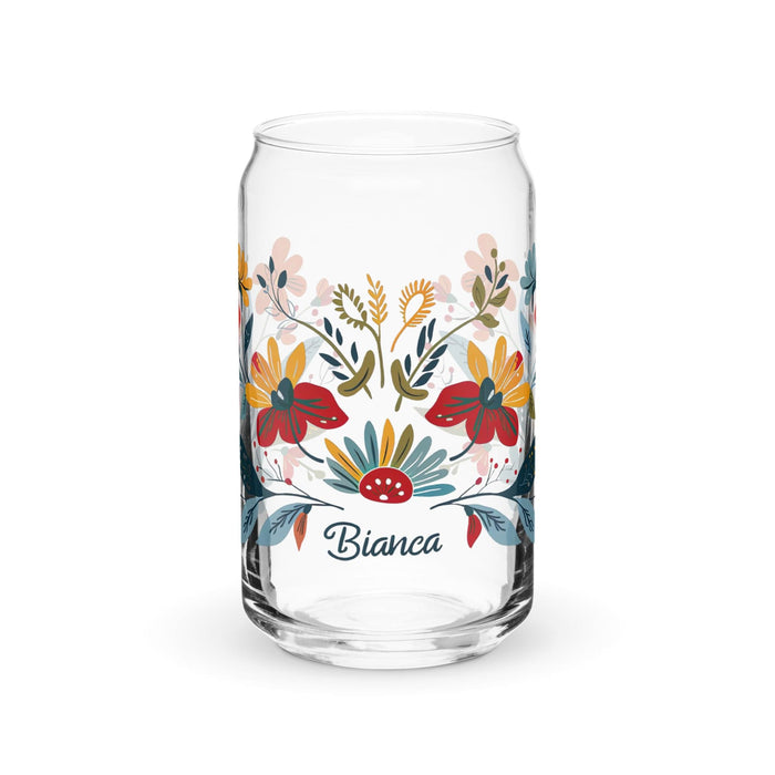 Bianca Exclusive Name Art Piece Can-Shaped Glass Home Office Work Mexican Spanish Pride Gift Cup One-Of-A-Kind Calligraphy Glass | B18 Mexicada 16 oz