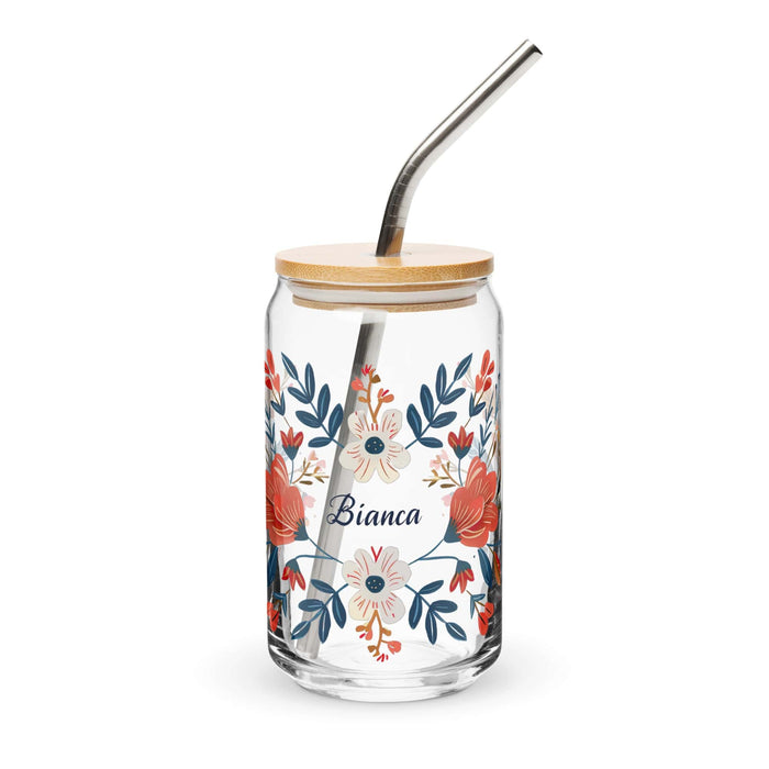 Bianca Exclusive Name Art Piece Can-Shaped Glass Home Office Work Mexican Spanish Pride Gift Cup One-Of-A-Kind Calligraphy Glass | B19 Mexicada 16 oz With Lid & Straw